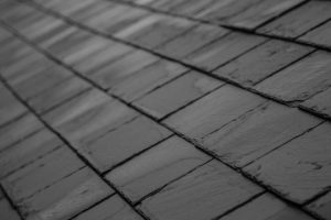 An image of slate roofing up close and in situ in a roof.