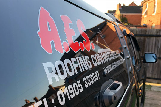 Image of an AES Roofing van